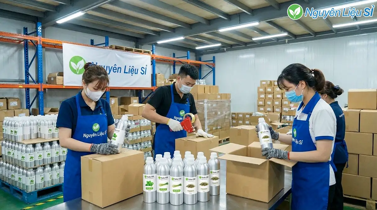 Đóng gói tinh dầu cẩn thận